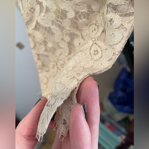 Vintage Harry Keiser cream wedding dress worn velvet chartreuse waist ribbon - Picture 2 of 9